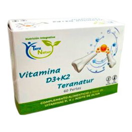 Teranatur Vitamine D3+K2 60 Gélules - 4000 UI D3 + 75 µg K2, Complément Alimentaire Os et Immunité