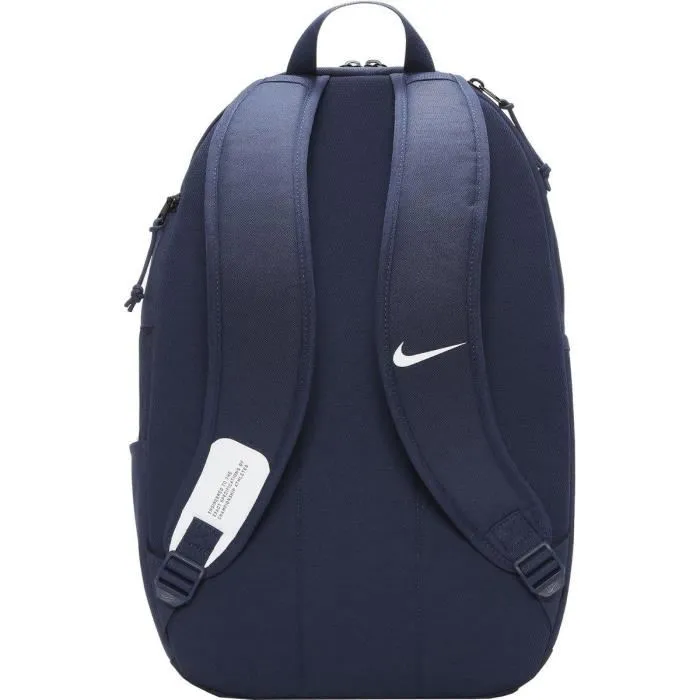 NIKE ACADEMY TEAM Sac à dos 30 litres bleu marine imperméable Storm-FIT pour le sport, poche latérale avec Velcro, aération optimale, robuste et pratique