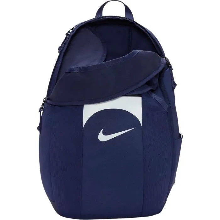 NIKE ACADEMY TEAM Sac à dos 30 litres bleu marine imperméable Storm-FIT pour le sport, poche latérale avec Velcro, aération optimale, robuste et pratique
