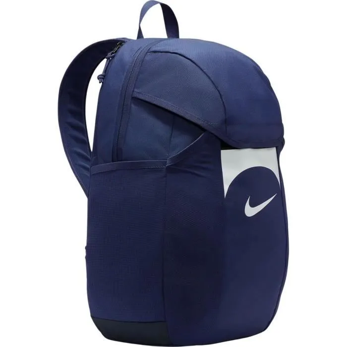 NIKE ACADEMY TEAM Sac à dos 30 litres bleu marine imperméable Storm-FIT pour le sport, poche latérale avec Velcro, aération optimale, robuste et pratique