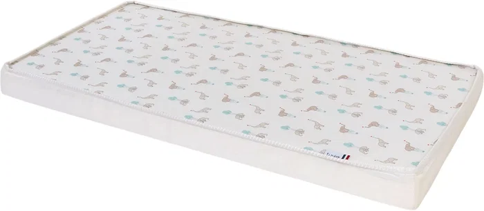 Tineo Matelas bébé CONFORT FUN 60 x 120 cm épaisseur 8 cm blanc motif éléphants en coton avec mousse polyuréthane