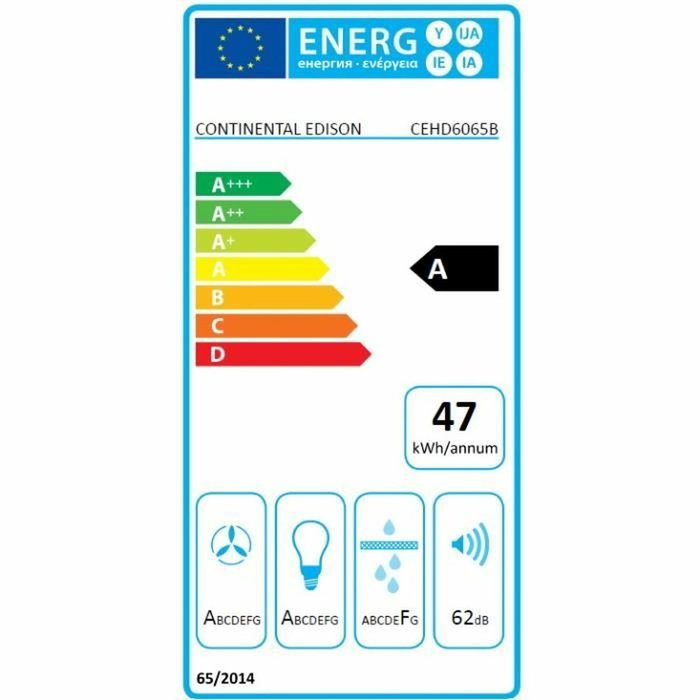 Continental Edison CEHD6065B Hotte Décorative Noire 60 cm