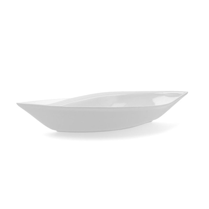 Quid Plat Forme Feuille Porcelaine Gastro 31x14.5x5.5 cm (18 Unités) Blanc Brillant
