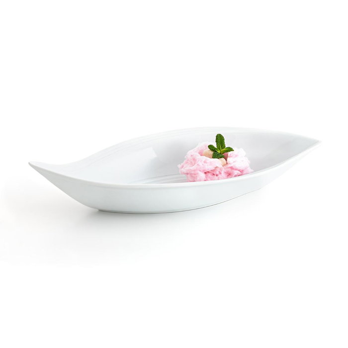 Quid Plat Forme Feuille Porcelaine Gastro 31x14.5x5.5 cm (18 Unités) Blanc Brillant
