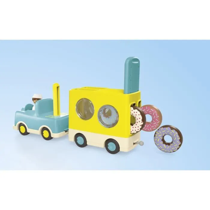 Playmobil Junior 71702 Camion de donuts, jeu de construction pour enfants dès 12 mois, camion à donuts avec porte coulissante et donuts