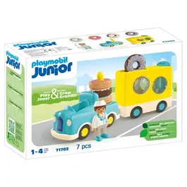 Playmobil Junior 71702 Camion de donuts, jeu de construction pour enfants dès 12 mois, camion à donuts avec porte coulissante et donuts