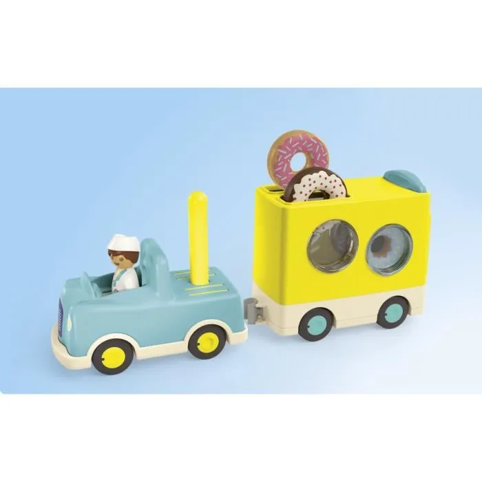 Playmobil Junior 71702 Camion de donuts, jeu de construction pour enfants dès 12 mois, camion à donuts avec porte coulissante et donuts