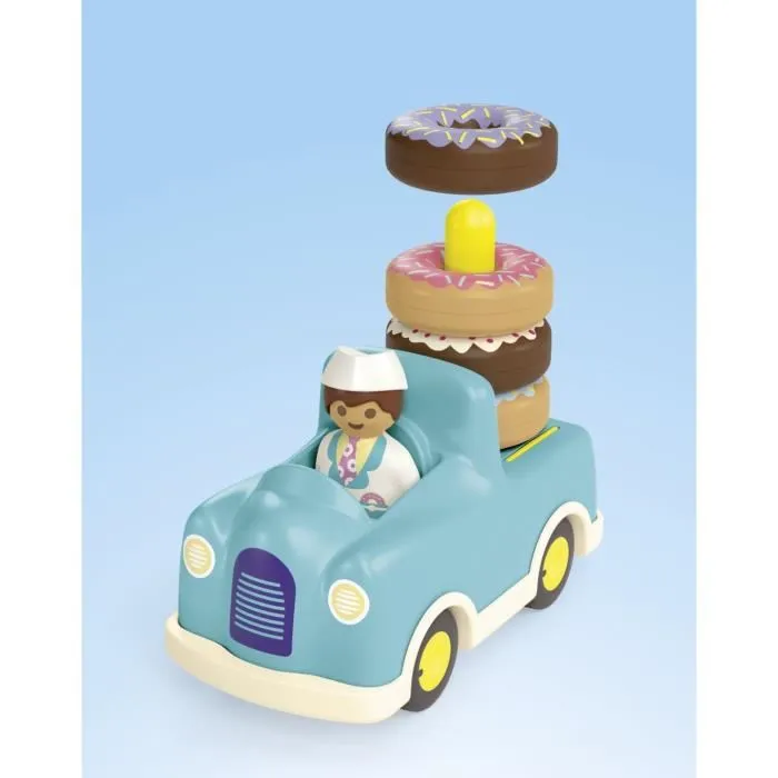 Playmobil Junior 71702 Camion de donuts, jeu de construction pour enfants dès 12 mois, camion à donuts avec porte coulissante et donuts