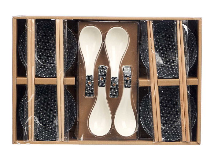 KINVARA Set de 12 pièces sushi noir