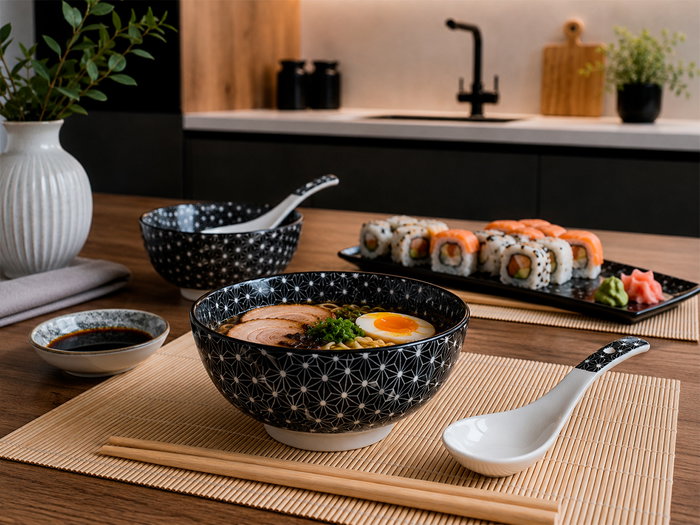 KINVARA Set de 12 pièces sushi noir