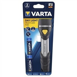 Varta 16632101421 Lanterne LED, 9 LEDs 40 lm, Aluminium et caucho, avec cordon de transport, Alimentation 2xAA