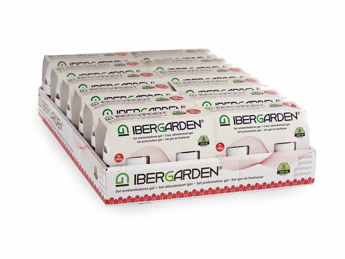 Ibergarden Lot de 2 Désodorisants Gel Géranium 140g x 2 7x9,5x14 cm (Set de 24)