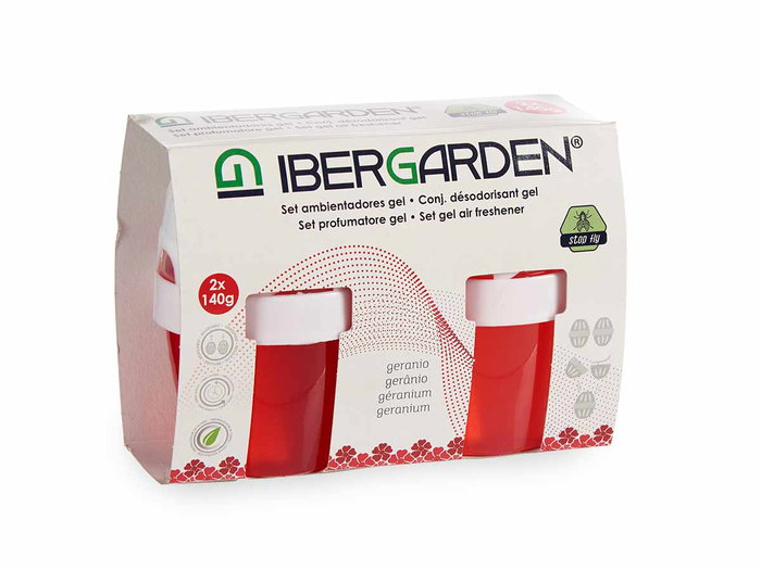 Ibergarden Lot de 2 Désodorisants Gel Géranium 140g x 2 7x9,5x14 cm (Set de 24)