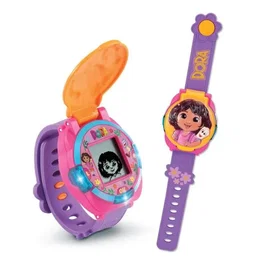 VTech - La Montre-Jeu Éducative Dora - Apprendre avec Dora et Babouche - Bilingue Français/Anglais - 8 Cadrans et 4 Jeux pour 3 à 7 ans - Multicolore