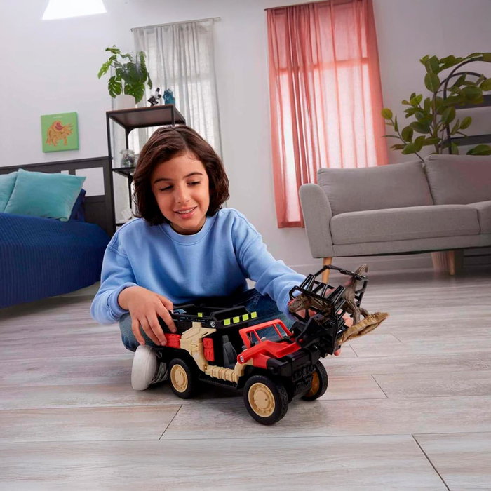 Imaginext Jurassic World Matchbox Camion Cazadinosaurios Teledirigé avec Garre Automatique et Dinosaure - Voiture Radio-Commande - 6+ Ans - Notice Multilingue