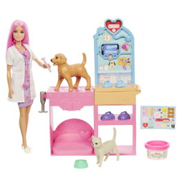 Barbie Coffret La Clinique vétérinaire avec poupée et accessoires