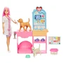 Barbie JFX93 - Coffret La Clinique Vétérinaire de Barbie - Poupée, 2 Animaux, Table d'Examen et Accessoires - Jeu d'Imitation