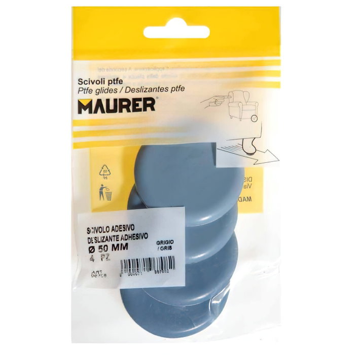 MAURER Patin gris PTFE Ø50 (blister de 4 unités)