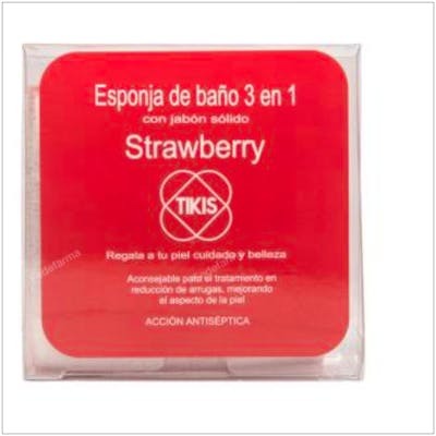 TIKIS Éponge Carrée avec Savon Fraise 100 g TIKIS Éponge Carrée avec Savon Fraise 100 g