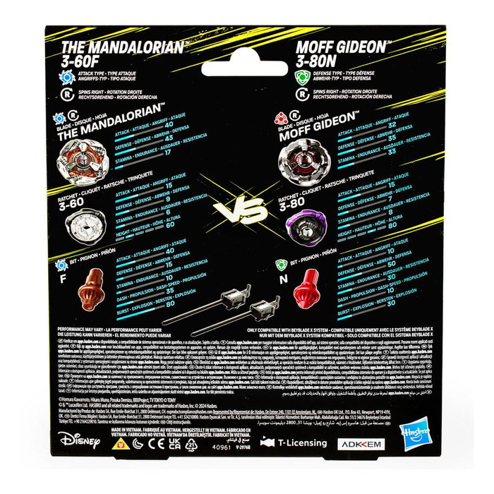 Hasbro Beyblade X et Star Wars Collab Multipack The Mandalorian 3-60F vs. Moff Gideon 3-80N