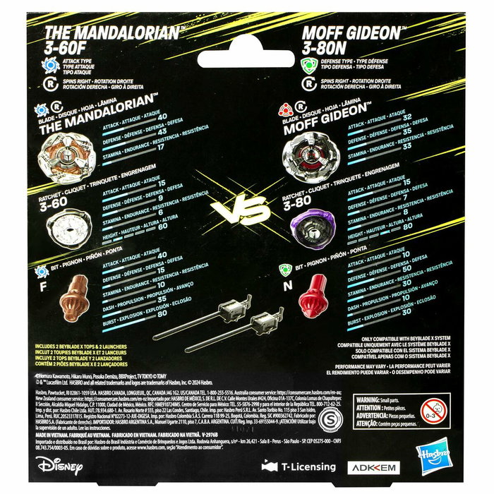 Hasbro Beyblade X et Star Wars Collab Multipack The Mandalorian 3-60F vs. Moff Gideon 3-80N