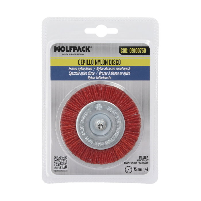 WOLFPACK LINEA PROFESIONAL Cepillo Nylon Disco Ø 75 mm 1/4 inch WOLFPACK LINEA PROFESIONAL Cepillo Nylon Disco Ø 75 mm 1/4 inch