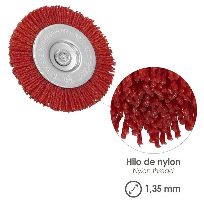 WOLFPACK LINEA PROFESIONAL Cepillo Nylon Disco Ø 75 mm 1/4 inch WOLFPACK LINEA PROFESIONAL Cepillo Nylon Disco Ø 75 mm 1/4 inch