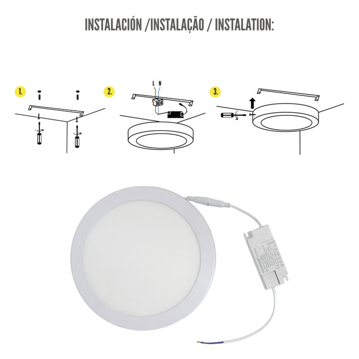 WOLFPACK LINEA PROFESIONAL Downlight de surface LED 20W 1800 Lumens 4500K WOLFPACK LINEA PROFESIONAL Downlight de surface LED 20W 1800 Lumens 4500K