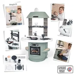 Smoby - Cuisine Nova - Cuisine d'enfant avec plaque de cuisson, four, évier, coin repas et rangements - Jeu d'imitation - Dès 18 mois
