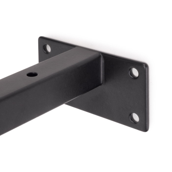 Emuca Jeu de supports pour étagères en bois Shelf droit avec tube carré, Acier, Peint en noir