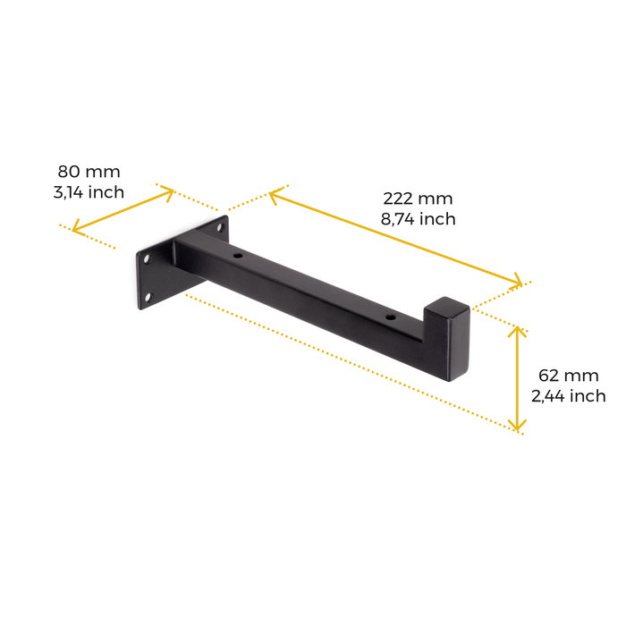 Emuca Jeu de supports pour étagères en bois Shelf droit avec tube carré, Acier, Peint en noir Emuca Jeu de supports pour étagères en bois Shelf droit avec tube carré, Acier, Peint en noir