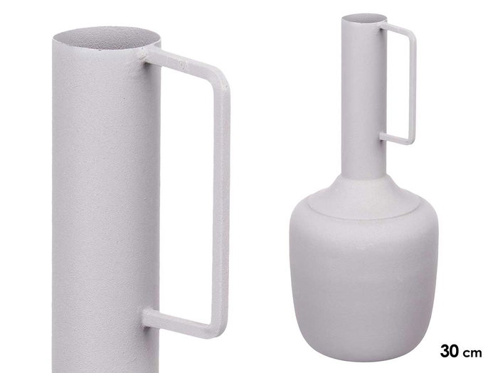 GIFTDECOR Jarrón Acero Asa Rectangular Gris Pastel GIFTDECOR Jarrón Acero Asa Rectangular Gris Pastel