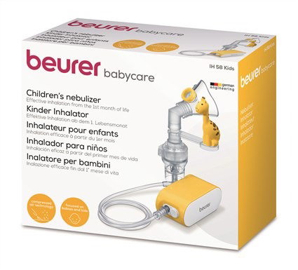 Beurer IH-58 Kids Inhalateur pour enfants, compresseur silencieux, accessoire girafe, traitement des maladies respiratoires et de l'asme