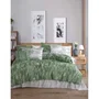 Parure de lit 1 housse de couette 220 x 240 cm + 2 taies d'oreiller 60 x 60 cm en 100% coton renforcé - Vert et blanc - Ensemble king pour chambre