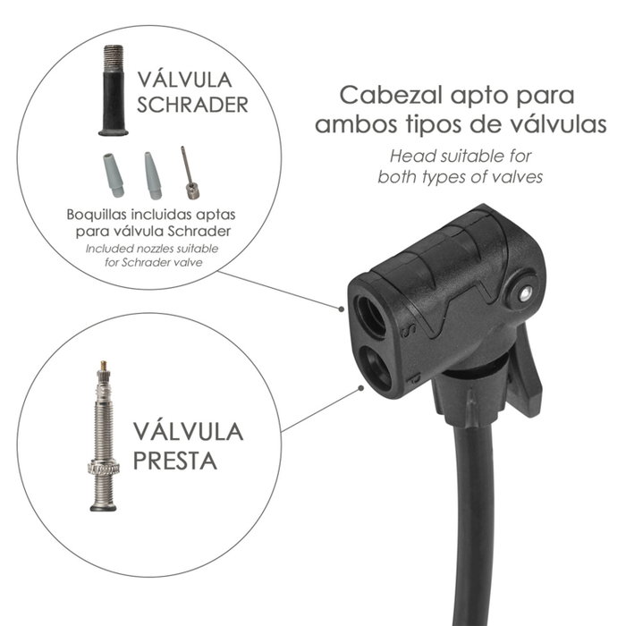 WOLFPACK LINEA PROFESIONAL Pompe à pied avec manomètre Ø 32 x 500 mm