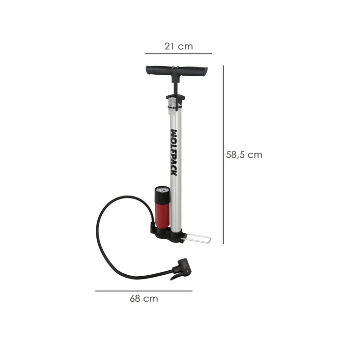 WOLFPACK LINEA PROFESIONAL Pompe à pied avec manomètre Ø 32 x 500 mm