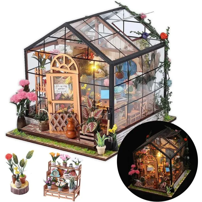 Book Nook Kit DIY Maquette 3D Serre Fleurie Green Nook - 20 x 18 x 19 cm Book Nook Kit DIY Maquette 3D Serre Fleurie Green Nook - 20 x 18 x 19 cm
