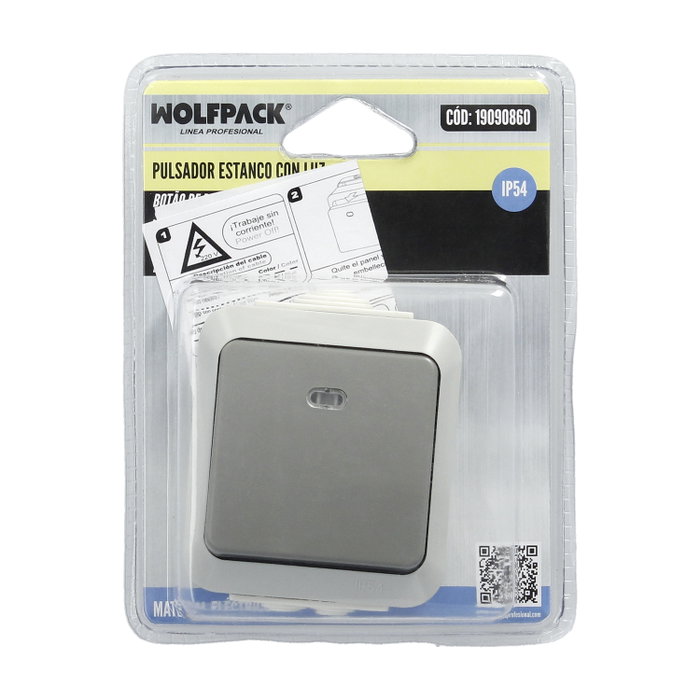 WOLFPACK LINEA PROFESIONAL Bouton poussoir avec couvercle et voyant lumineux