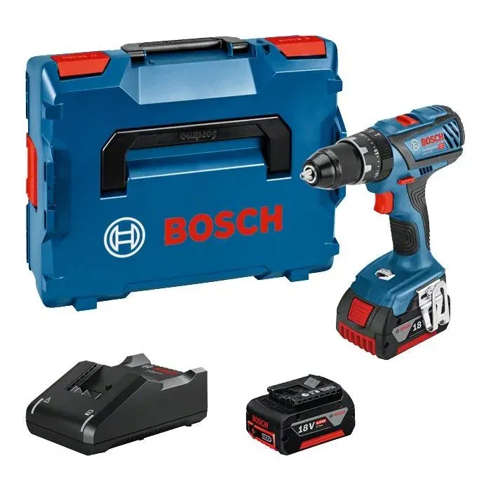 Bosch Professional GSB 18V-28 - Perceuse-visseuse à percussion 18V (28/63 Nm), mandrin 13 mm métal, 2 batteries 4.0Ah, chargeur GAL 18V40, dans L-BOXX - Réf. 06019H400C