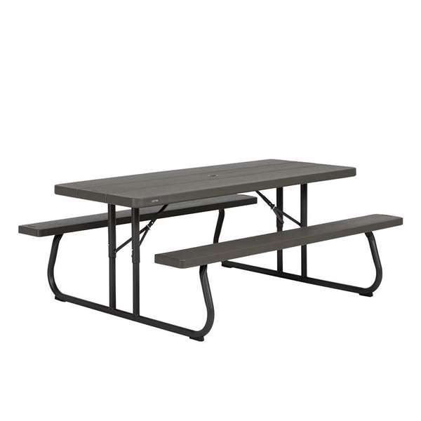 Color Baby - Table de pique-nique pliable marron 183x145x74 cm, en plastique et acier, pour adultes et enfants (dès 3 ans)