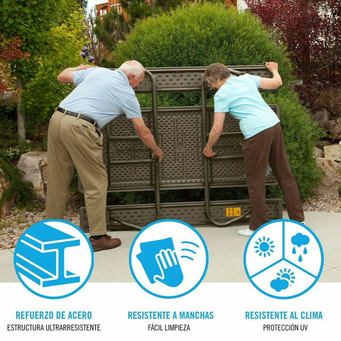 Table de pique-nique Lifetime Bois Marron Pliable Acier Plastique 183 x 145 x 74 cm Table de pique-nique Lifetime Bois Marron Pliable Acier Plastique 183 x 145 x 74 cm