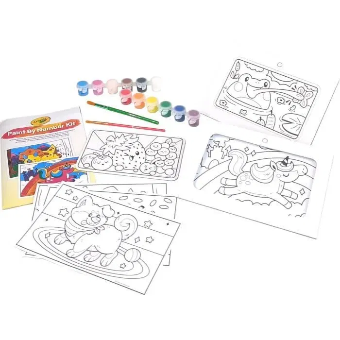 Crayola Kit Peinture par Numéros - 6 Gabarits, Peinture Lavable et Cadres Inclus - Pour Enfants Dès 5 Ans