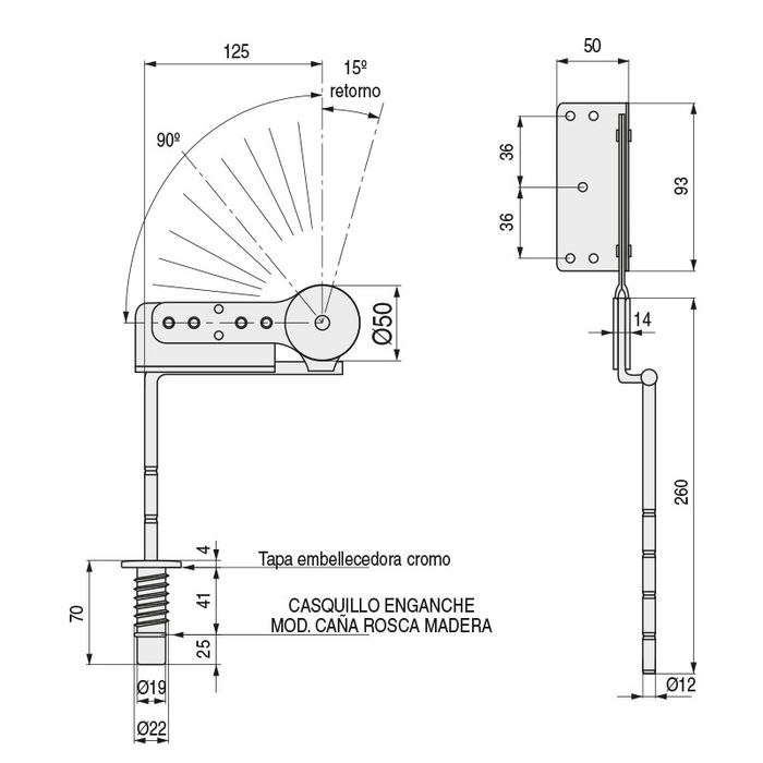 Q&Q Mécanisme Sofa Cabecero 1 Derecha + 1 Izquierda 10P Cromo Automatique Regulable Hauteur avec Tube d'Accrochage Métallique Anti-fils