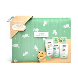 Isdin Coffret BABYNATURALS 5 pièces : Gel Shampoing, Lotion Corporelle, Baume Change, Tortue de Bain, Trousse de Toilette