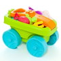 Molto - Chariot de plage pliable avec anse, zone de construction et 6 accessoires de plage inclus - Jouet en plastique