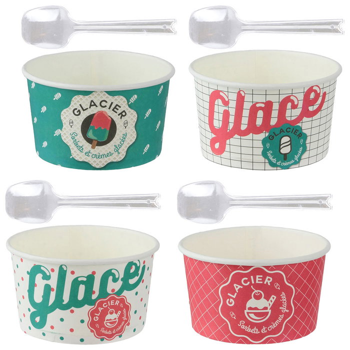 Saveur et Degustation Lot de 10 bols à glace avec cuillères en plastique Saveur et Degustation Lot de 10 bols à glace avec cuillères en plastique