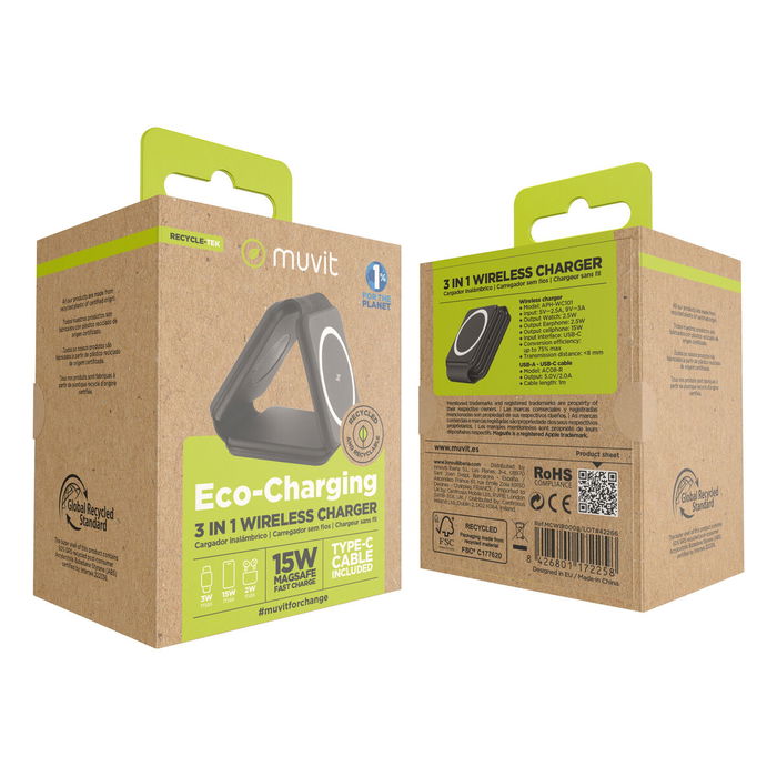 Chargeur sans fil Muvit for Change APH-WC101 Noir