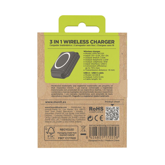 Chargeur sans fil Muvit for Change APH-WC101 Noir