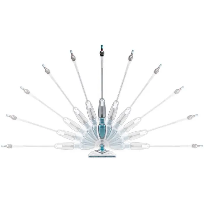 Black + Decker FSM1630-QS Balai vapeur avec tête Delta, 1600 W, débit réglable AUTOSELECT, élimine 99,9% des bactéries, 4 accessoires, blanc/bleu Black + Decker FSM1630-QS Balai vapeur avec tête Delta, 1600 W, débit réglable AUTOSELECT, élimine 99,9% des bactéries, 4 accessoires, blanc/bleu