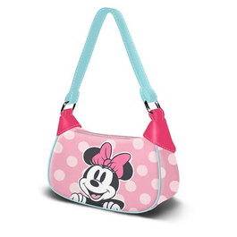 Minnie - Sac à main bandoulière fantaisie avec ruban en PVC et polyester, 1 compartiment à fermeture, dimensions 14.5x21.5x8 cm - Karactermania